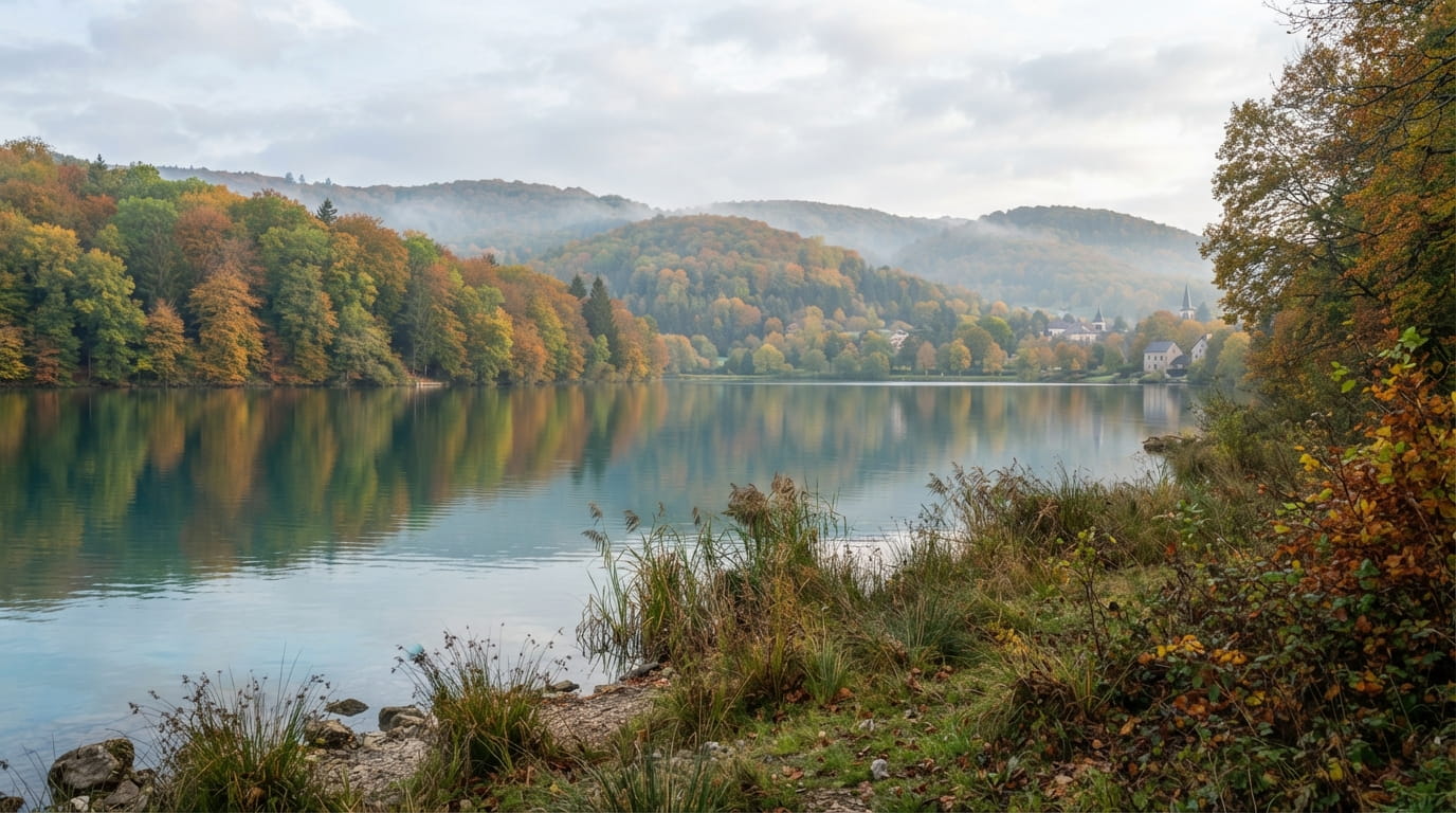 Paysage d’automne autour du lac de Clairvaux-les-Lacs dans le Jura Paysage d’automne autour du lac de Clairvaux-les-Lacs dans le Jura